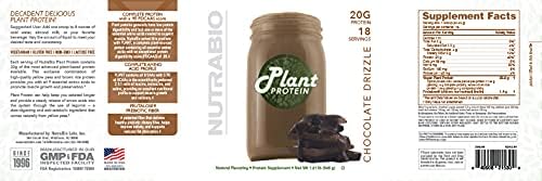 NutraBio Plant Protein Powder– Vegan Protein Powder – 20G of Protein per Scoop –Organic, Lactose Free and Dairy Free- Chocolate Drizzle 18 Servings