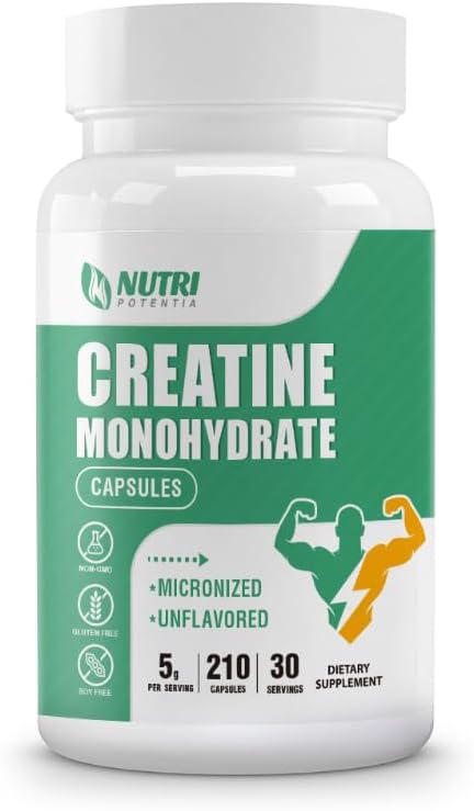 Creatine Monohydrate Capsules, Pure Creatine Pills Micronized for Enhanced Workout and Muscle Growth, Easy Absorption, Non-GMO, Unflavored - 210 Capsules