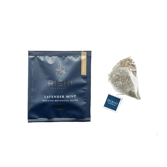 Rishi Tea Lavender Mint Herbal Tea - Organic, Caffeine Free Sachet Tea Bags, Calming Lavender with Peppermint & Sage - 50 Count