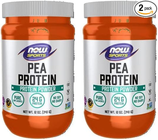 NOW Sports Nutrition, Pea Protein 24 g, Easily Digested, Unflavored Powder, 12-Ounce (Pack of 2)