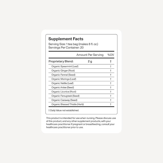 ANYA Herbal Lactation tea, 20 bags - Ginger, Moringa, Fenugreek, Toxicologist-approved, Breastfeeding Safe. Organic Essentials hydration for postpartum Moms, Breastmilk production Nursing support Baby Shower Gifts