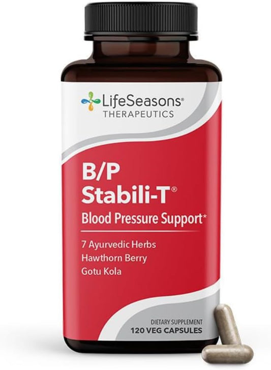 LifeSeasons B/P Stabili-T - Blood Pressure Support - Supplement for Healthy Heart & Circulation - Ashwagandha, Arjuna, Gotu Kola & Hawthorn Berry - 120 Capsules