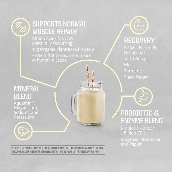 Sunwarrior Vegan Protein Powder Plant-Based USDA Organic BCAAs | Sugar, Gluten, Dairy Free Non-GMO | Vanilla Flavored 20 Servings | Sport Active