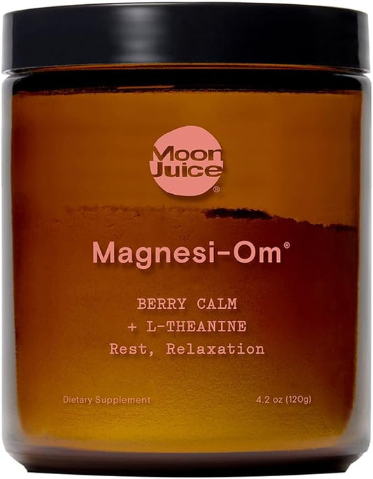 Moon Juice - Magnesi-Om, Berry - Jar (30 Servings) - Support Brain Health & Rest - Magnesium Powder - L-Theanine - Regularity - Glass Bottle - 100% Traceable - Vegan & Non GMO - 4.2oz