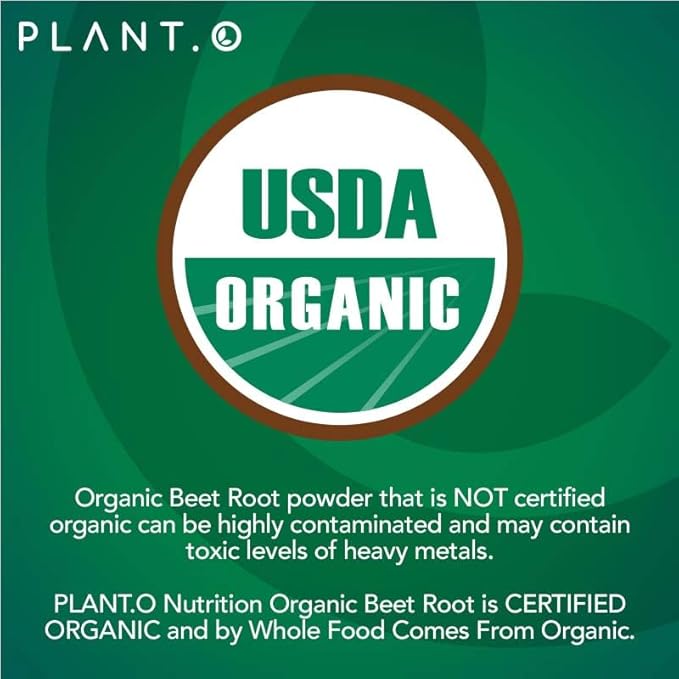 USDA Plant.O Premium Organic Beet Root Tablets [1350mg Beets Powder] with Black Pepper for Extra Absorption - Nitric Oxide Supplement