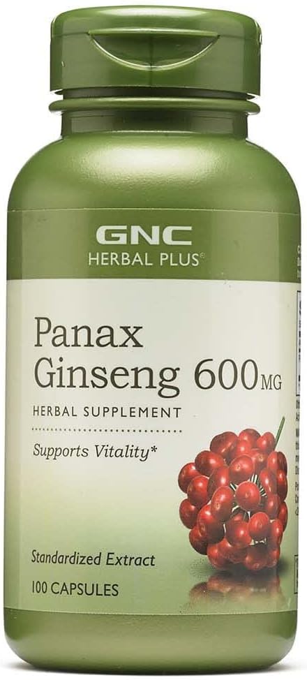 GNC Herbal Plus Panax Ginseng 600mg, 100 Capsules, Supports Vitality