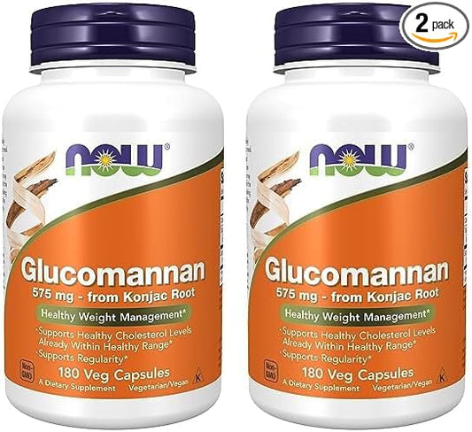 NOW Supplements, Glucomannan (Amorphophallus konjac)575 mg, 180 Count Capsules (Pack of 2)