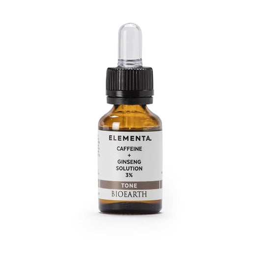 Bioearth Elementa,TONE face serum with caffeine and 3% ginseng extract for bags and dark circles, Draining and toning effect, Dermatologically tested, 100% vegan, AIAB certification - 15ml Pack