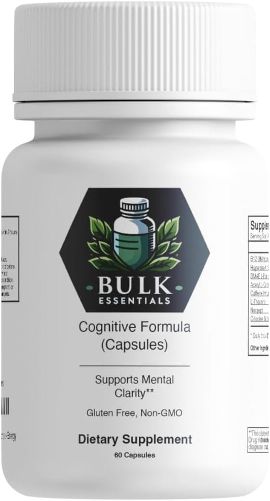 Cognitive Formula Capsules - 60 Capsules - 30 Servings - Caffeine - L-Theanine - Citicoline - Nootropic - Energy