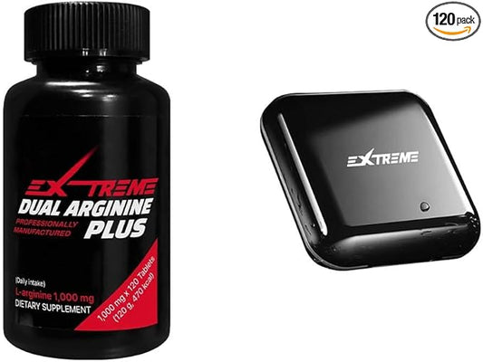 EXTREME Dual ARGININE Plus(1,000mg x 120 Tablets, 2 Months Supply) + Personal Pill Dispenser, Purse Size 1ea