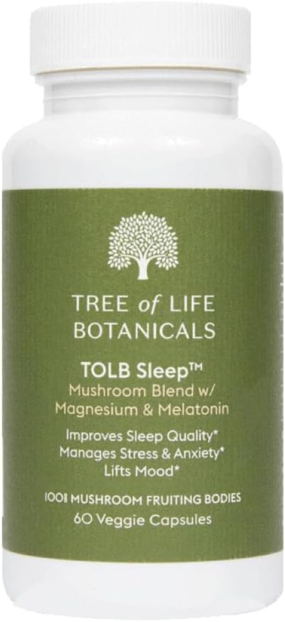 Tree of Life Botanicals - Sleep Mushroom Complex with Magnesium, Melatonin, Reishi, Lion’s Mane, Cordyceps - Calms, Deep Sleep, Restoration (60 Count - 30 Day Supply)