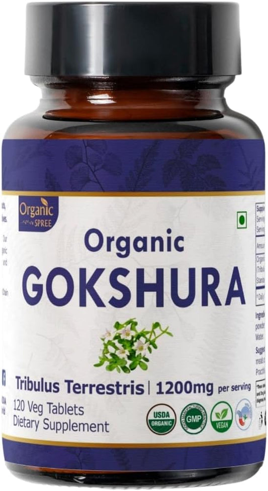 GOKSHURA 120 Tablets | Tribulus Terrestris (Gokshura) | USDA Organic Certified| Supports Immunity and Strength | Organic and Natural 120tab