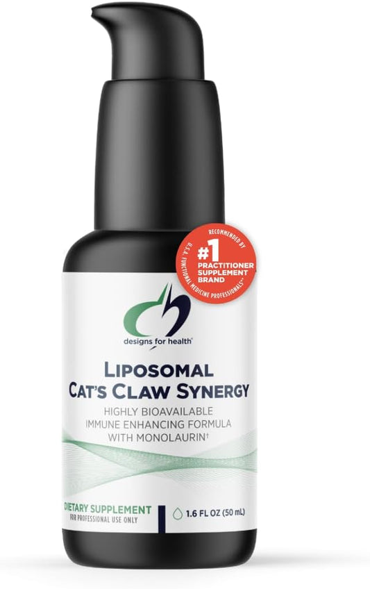 Designs for Health Liposomal Cat's Claw Synergy - Liquid Immune Support Supplement Cats Claw Extract, Vitamin D + Monolaurin - Superior Absorption (50 Servings / 1.7 Fl Oz)