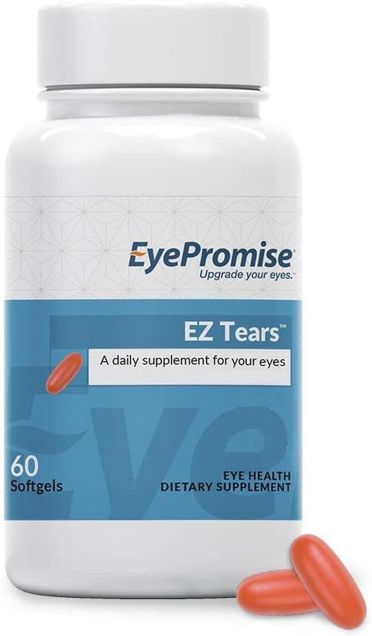 EyePromise Ez Tears Eye Vitamin – Occasional Eye Irritation Supplement - Omega-3s and 8 Other Soothing Ingredients - for Irritation, Dryness, Itching, Redness