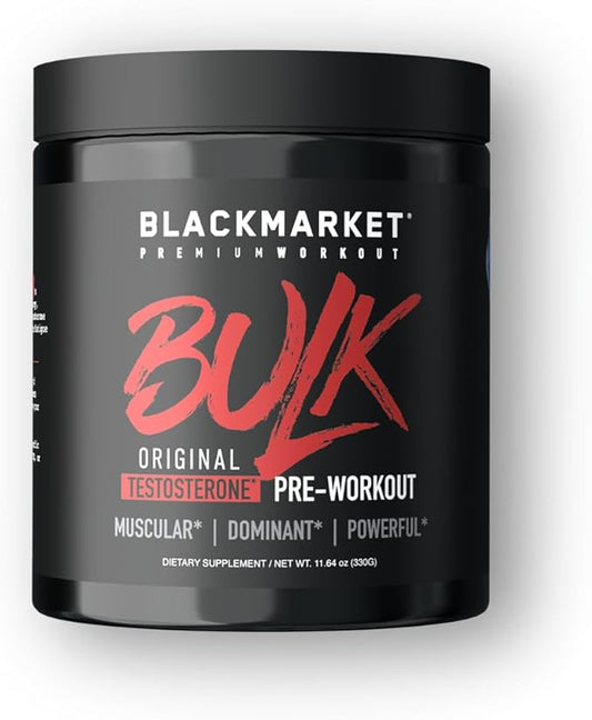 BLACKMARKET Bulk Pre Workout - Preworkout Energy Drink for Men 30 Servings - Pre-Workout Drink Powder with Creatine (Watermelon)