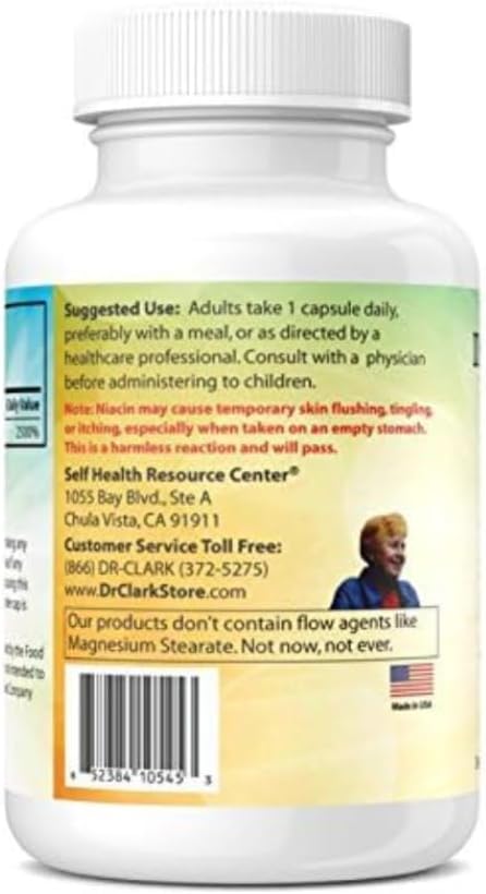 Dr. Clark Niacin 500 (Vitamin B3) Supplement, 500mg, 100 Gelatin Capsules