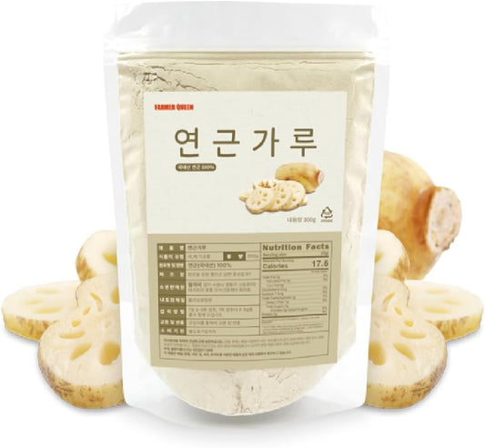 Korean Lotus Root Powder Contains Amino Acid Vitamin B, C Arginine Mucin for Baking & Drinks 300g