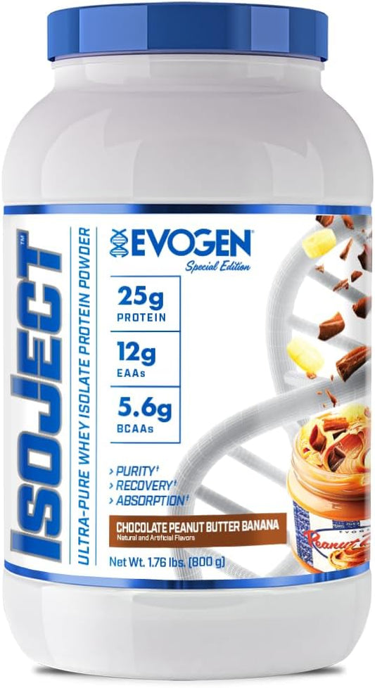 Evogen Isoject - Whey Protein Isolate | Ultra-Pure Whey Protein Powder with Ignitor Enzymes, BCAAs, and EAAs | Enhanced Absorption & Recovery | Chocolate Peanut Butter Banana | 25 Servings