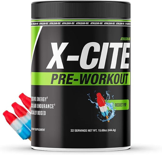 ATHLEAN-X X-CITE Pre-Workout Supplement - Boost Energy, Endurance, and Focus with Natural Ingredients - Rocket Pop