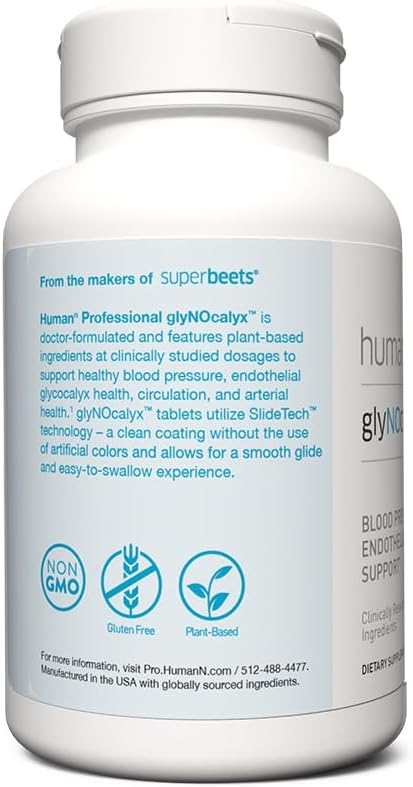 HumanN glyNOcalyx Tablets - Endothelial Glycocalyx, Circulation & Nitric Oxide Support – Black Garlic, Grape Seed Extract, Fucoidan-Polyphenol Complex – 30 Count