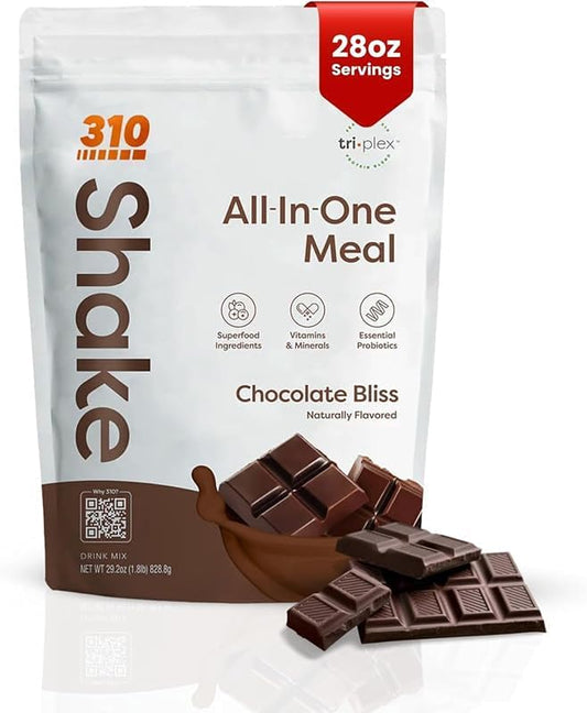 310 Nutrition All-In-One Meal Replacement Shake-Superfood Protein with Fiber, Probiotics & Adaptogens – Low Carb, Vegan, Keto & Paleo Friendly - 𝟮𝟴 𝗦𝗲𝗿𝘃𝗶𝗻𝗴𝘀 𝗖𝗵𝗼𝗰𝗼𝗹𝗮𝘁𝗲 𝗕𝗹𝗶𝘀𝘀