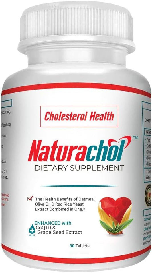 Advanced Cholesterol Support Formula | 90 Vegan Tablets | Red Yeast Rice Extract, Olive Oil, Oatmeal, CoQ10, Grape Seed Extract