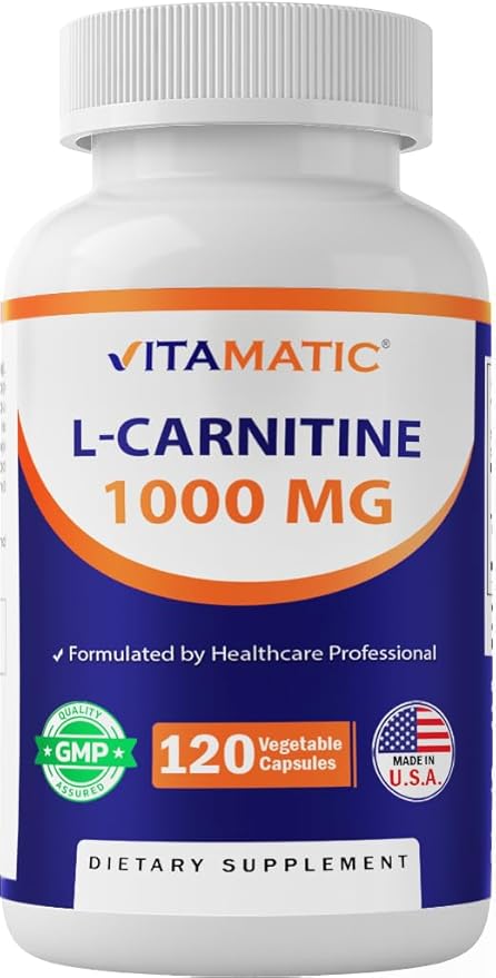 Vitamatic L-Carnitine Fumarate 1000 mg - 120 Vegetable Capsules (1 Bottle)