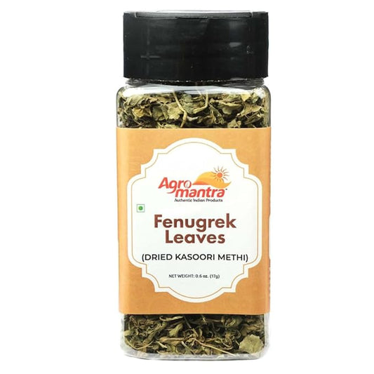 Agro Mantra natural and organic Fenugreek Leaves (Dried Kasoori Methi) 0.6 oz (17g) All Natural, Salt-Free, Vegan, No Colors, Gluten Free, NON-GMO, Indian geotag product