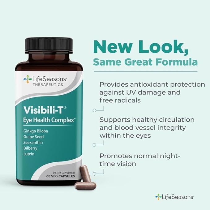LifeSeasons Visibili-T - Vitamin Supplement for Eye Health & Vision Support - Carrot Root, Chromium, Bilberry, Ginkgo Biloba, Grape Seed Extract, Lycopene, Vitamin A, Lutein & Zeaxanthin - (Pack of 2)