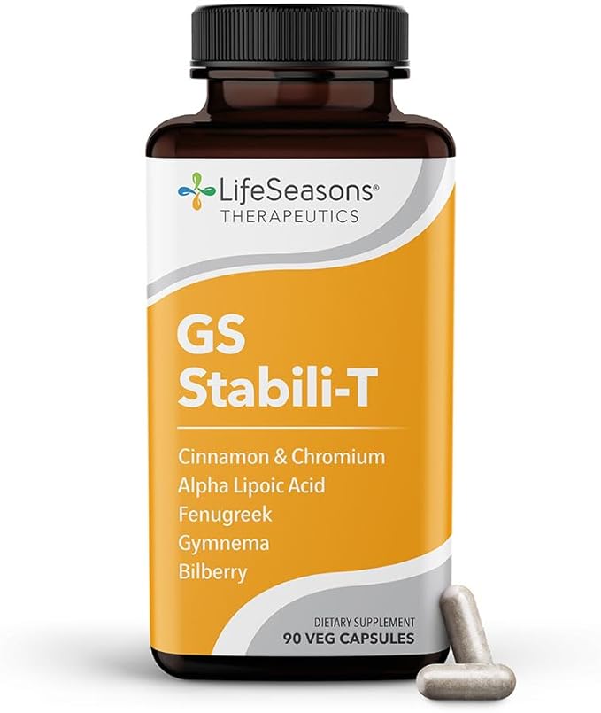 LifeSeasons - GS Stabili-T - Blood Sugar Support Supplement - Maintains Normal Levels - Improves Circulation & Vision Health - Chromium, Cinnamon, Gymnema, Bilberry & Alpha Lipoic Acid - 90 Capsules