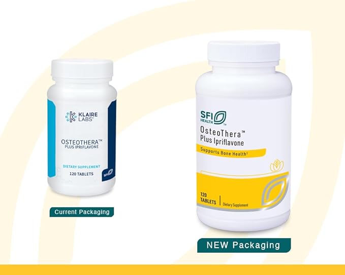Klaire Labs Osteothera Plus Ipriflavone Tablets - Hypoallergenic & Multifactorial Calcium Complex & Isoflavone Derivative Bone Support Formula with Vitamin K, D3, Magnesium & Boron (120 Tablets)