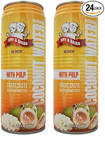 Amy & Brian Coconut Water with Pulp, 17.5 Fl Oz (Pack of 24)