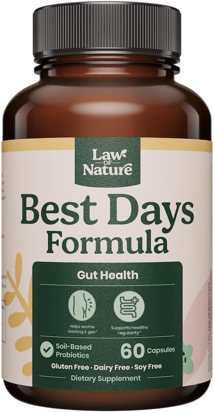 Best Days Formula | Advanced 5-in-1 Gut Support for Bloating, Gas & Irregularity | Soil-Based Probiotics + Prebiotics, L-Glutamine, Aloe Vera & More | 60 Capsules