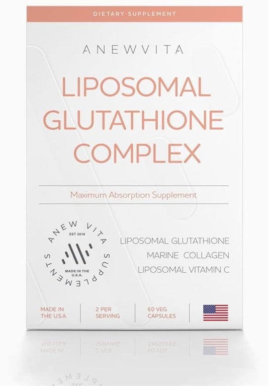 Liposomal Glutathione Supplement with Marine Collagen and Vitamin C - Premium Skin Care Supplement - Enhanced Absorption Formula for Radiant Skin, Detox & Antioxidant Support - 60 Capsules