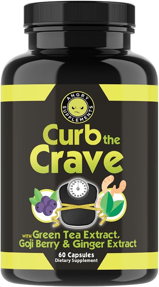 Angry Supplements Curb The Crave – Chromium, Green Tea Extract, Goji Powder, Ginger Root Extract Pills, Digestive Health & Wellness, 60 Capsules (1-Bottle, 30 Day Supply)
