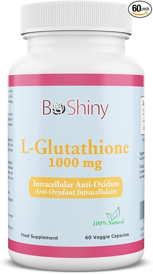 L Glutathione Skin Lightening Brightening Pills 1000 mg Antioxidant Anti Aging to Support Liver Health & Detox Help Immune & Brain Function Reduce Free Radical Damage Vegan 60 Capsules