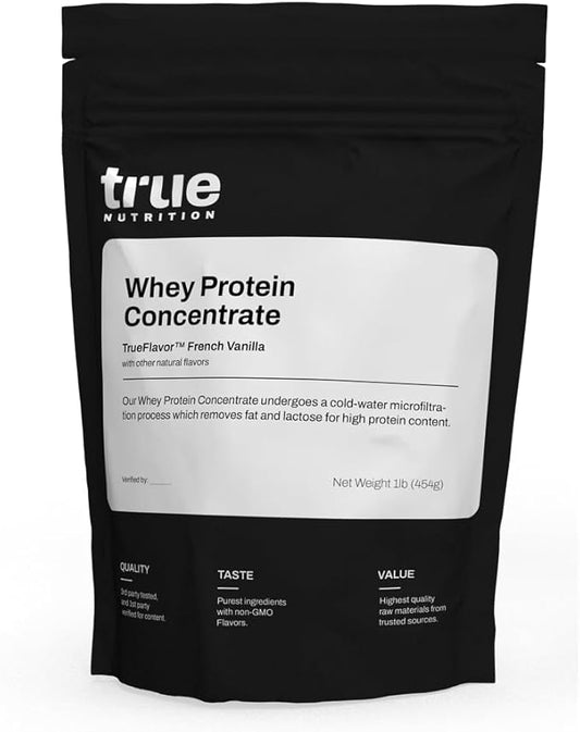 True Nutrition - Whey Protein Concentrate - 100% Whey Protein Powder - Fast Acting Low Carb Powder with Essential Amino Acids - High in Leucine - French Vanilla - 1lb.