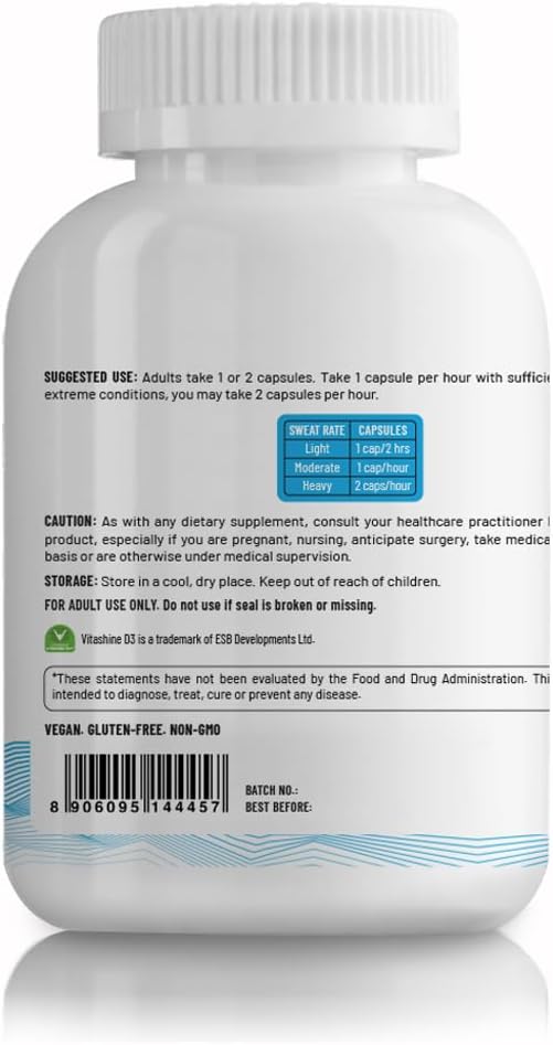 Unived Salt Capsules with Vitamin D3 | Salt Capsules with Electrolytes for Running, Endurance Sports Nutrition, Running Supplements | 100 Count Electrolyte Capsules