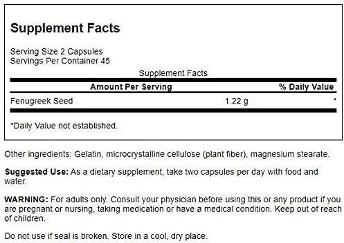 Swanson Full Specturm Fenugreek Seed - Herbal Supplement - (610 Milligrams 90 Capsules) (2 Pack)