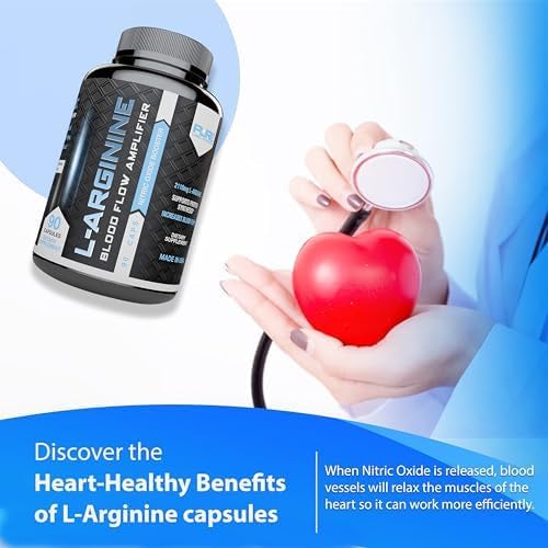 L Arginine Capsules, Nitric Oxide Booster, Amino Acid Supplement for Men and Women, Helps Build Muscle & Strength and Boost Energy, Blood Flow Support - 180 caps