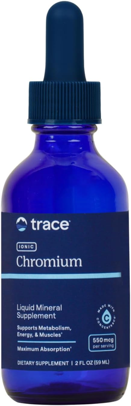 Trace Minerals Ionic Chromium 550 mcg - Dietary Supplement to Support Energy & Muscle Growth - Liquid Drop Supplement with Magnesium, Chromium, Chloride & More - 2 fl oz (About 48 Servings)