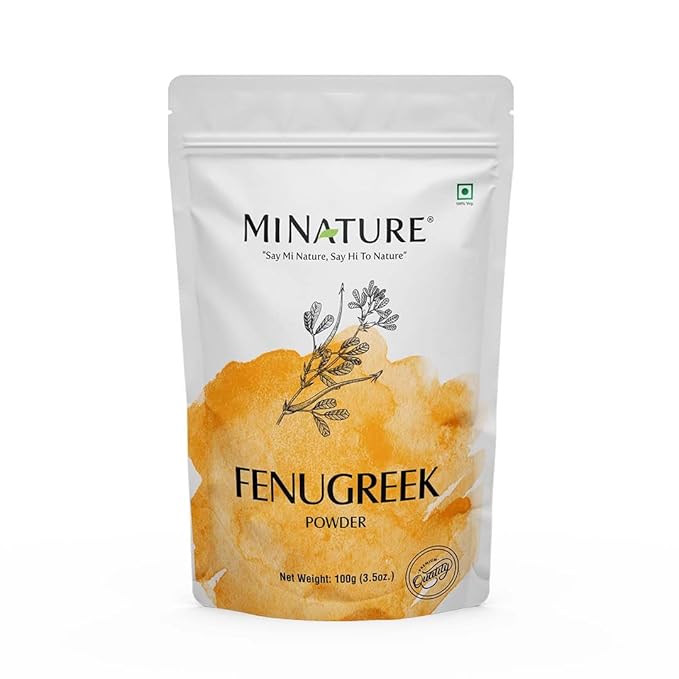 Mi Nature Fenugreek Powder - 100% Natural Trigonella Foenum Seeds - Pure Methi Powder for Cooking, Hair and Skin Care - 100g (3.5oz) Resealable Pouch