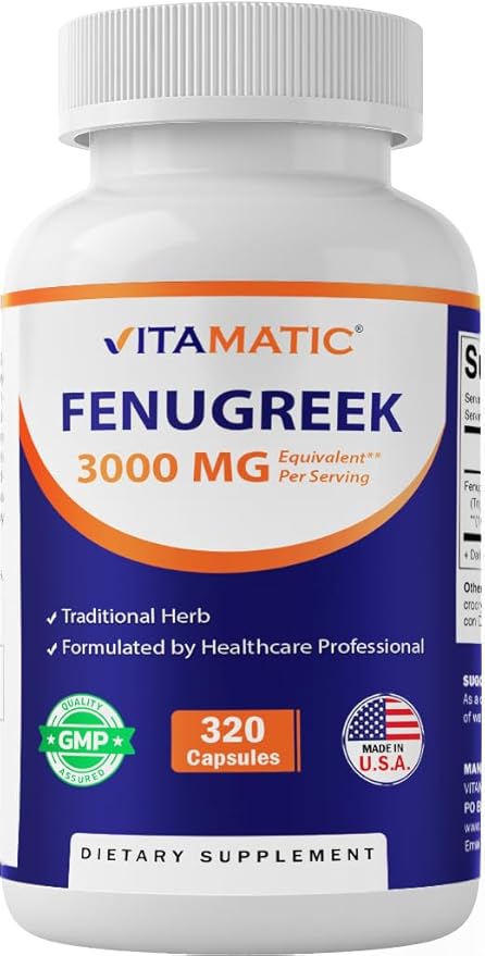 Vitamatic Fenugreek Capsules Extra Strength 3000 mg Equivalent Per Serving (from 10:1 Extract 300 mg) - Trigonella Foenum-Graecum - Methi Seeds Powder Pills - 320 Vegetarian Capsules