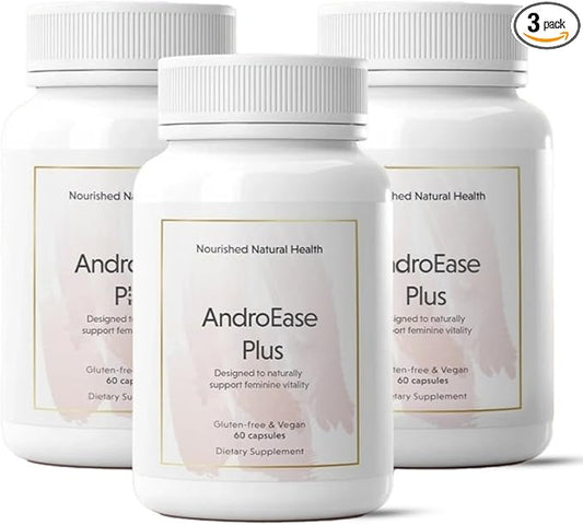 Nourished AndroEase Plus - Natural Balance Supplement for Women - Vegan Formula with Zinc & Saw Palmetto - 180 Capsules for Daily Wellness & Vitality - Made in USA