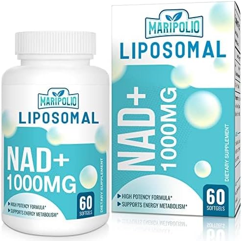 Liposomal NAD+ Supplement 1000 mg for Anti Aging and Cell Regeneration | Highest NAD Pontecy | Max Absorption | Pure NAD Supplement | Energy and DNA Repair, Aging Defense, Brain Function 60 Softgels