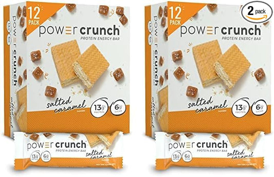 Power Crunch Protein Wafer Bars, High Protein Snacks with Delicious Taste, Salted Caramel, 1.4 Ounce (12 Count) (Pack of 2)