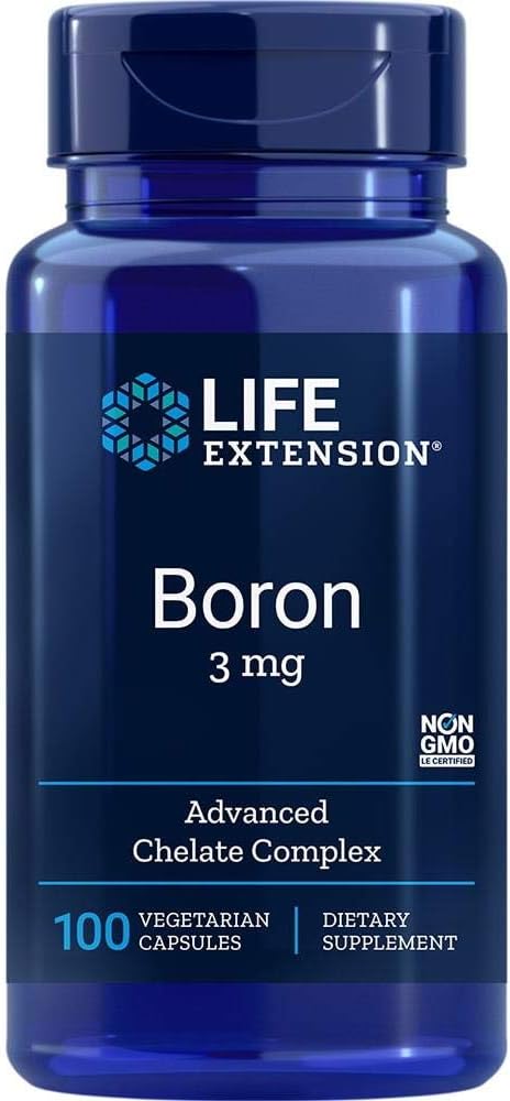Life Extension Boron 3 mg With Riboflavin (Vitamin B2) – Supports Healthy Bones, Hormone Activity & Immune Function – Gluten-Free, Non-GMO – 100 Vegetarian Capsules