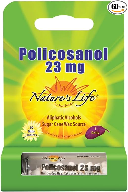 Nature's Life Policosanol 23mg | Support for Cardiovascular Health, Blood Circulation & Healthy Heart Function | 60 Tabs