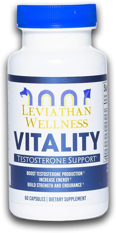 Vitality – Testosterone Support Formula | Fenugreek (500 mg), Fadogia Agrestis (300 mg), Shilajit, Tongkat Ali, Ginger, Ashwagandha | 60 Capsules, 30 Servings | Made in The USA