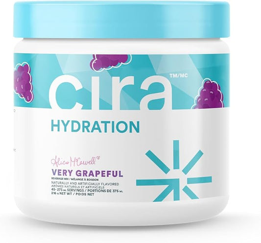 Cira Hydration Powder (45 Servings) x Alicia McCarvell's Electrolyte Drink Mix with Himalayan Salt for Dehydration Relief and Recovery - Very Grapeful